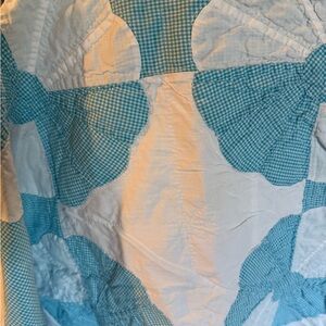 Vintage Handmade Blue and White Quilted Bedspread Topper